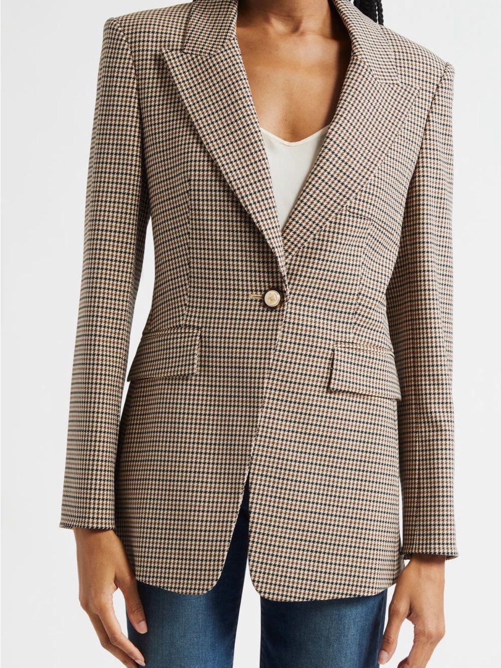 Veronica Beard Tailored Houndstooth Livvy Dickey Blazer